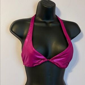 Victoria’s Secret Pink Fuchsia Metallic Shiny Halter Bikini Top size S